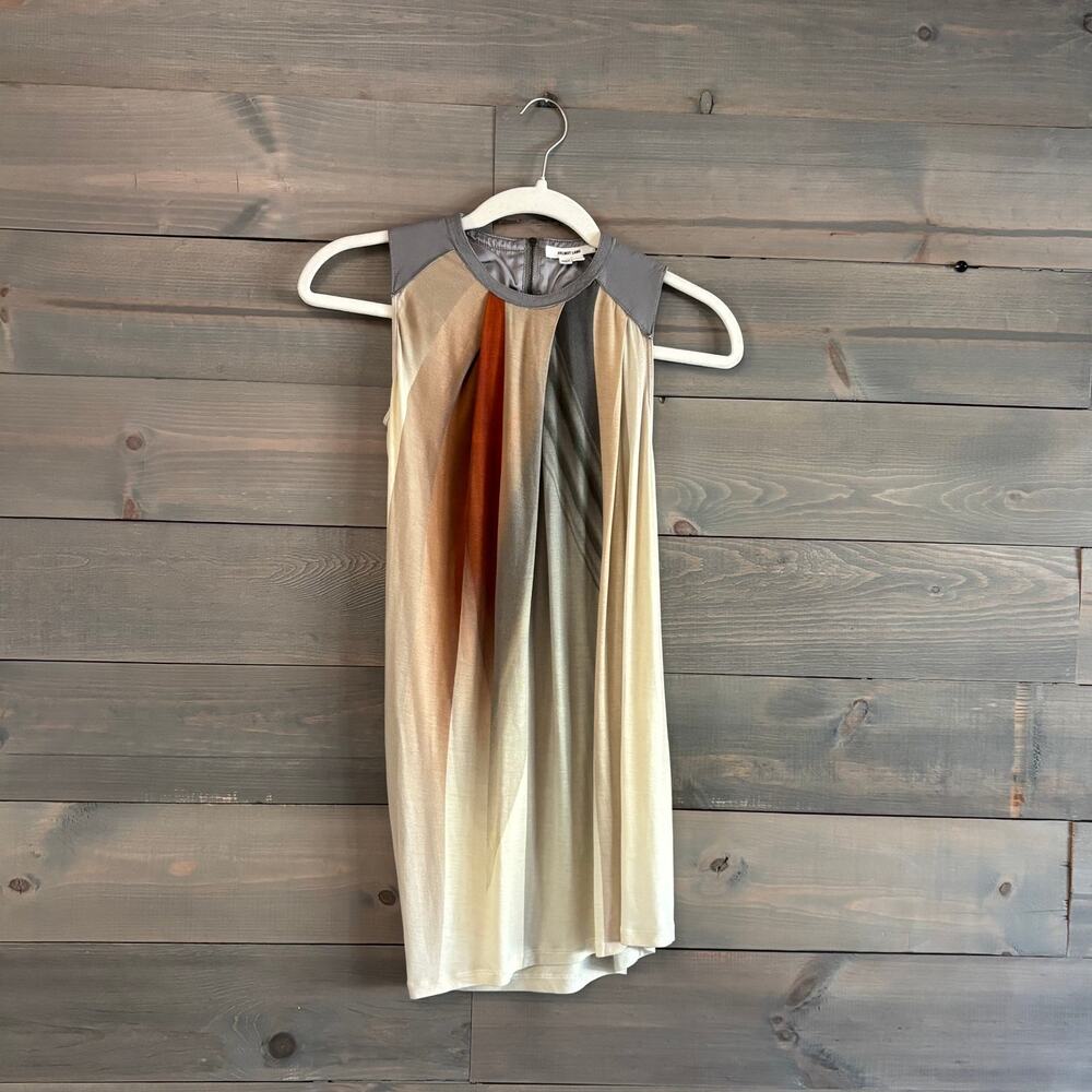 HELMUT LANG | Ombre Draped Tank Top with Leather Shoulder Accents Size PXS